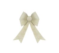 VFM e-Store Tinsel light Up Bow Christmas Decoration X 1 29cm x 43cm x 10cm Champagne in Ivory | Size: 29 cm x 43 cm x 10 cm VFM e-Store Ivory 29 cm x 43 cm x 10 cm