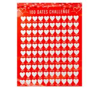 VFM e-Store Valentines 100 Dates Scratch Off-Challenge 34cm x 22cm Red X 1 | Size: 34 cm x 22 cm VFM e-Store Red 34 cm x 22 cm