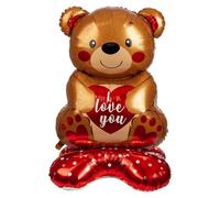 VFM e-Store - Valentines Balloon Xl I Love You Bear Decoration - Gift for Someone Special On Feb 14Th - 100cm X 60cm Brown X 1