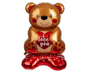 VFM e-Store - Valentines Balloon Xl I Love You Bear Decoration - Gift for Someone Special On Feb 14Th - 100cm X 60cm Brown X 1