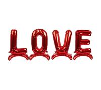 VFM e-Store - Valentines Balloons I Love You - Set Of 4 Standing Love Balloons for Valentine's Day Decorations - Gift for Someone Special On Feb 14Th - 80cm X 80cm Red