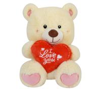 VFM e-Store - Valentines Bear Soft Toy With I Love You Heart Decoration - Gift for Someone Special On Feb 14Th - 20cm X 18cm Beige X 1