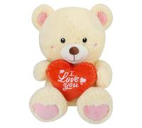 VFM e-Store - Valentines Bear Soft Toy With I Love You Heart Decoration - Gift for Someone Special On Feb 14Th - 30cm X 23cm Cream X 1