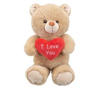 VFM e-Store - Valentines Bear Soft Toy With Love Heart Plush Decoration - Gift for Someone Special On Feb 14Th - 38cm X 23cm Brown X 1