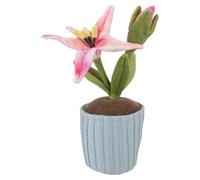 VFM e-Store - Valentines Lily In Pot Large Decoration - Gift for Someone Special On Feb 14Th - 33cm X 16cm Pink X 1