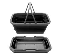 VFM e-Store - Washing Bowl Basket Pop Up Collapsible Easy Storage - Camping, Travel Holiday Accessories for Summer - 28. 5cm X 38cm Grey X 1