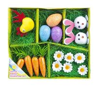 VFM - Easter Bonnet Decorating Set Bunny Carrot Daisy Craft Activity (16 Piece)