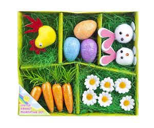 VFM - Easter Bonnet Decorating Set Bunny Carrot Daisy Craft Activity (16 Piece)