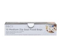 VFM - Food Bags Zip Seal Medium 12 Pack Storage Bags Top Seal Reusable Sandwich Bags Food Storage Bags for Fruits, Vegetables, Meat, Grains - 12 Pack Clear