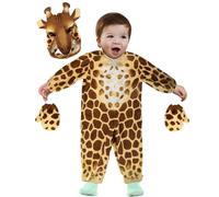 VFM - Giraffe Wildlife Costume Age 1-2 Years - All In One Children's 4 Piece Dress Up Safari Fancy Dress Hook and Loop Halloween Outfit With Elasticated Gloves