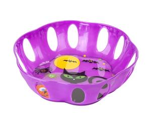 VFM - Halloween Sweet Bowl - Cat Bowl Scary Halloween Party Dish with Decals - Haunted House Purple