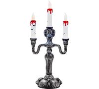 VFM - Light Up Triple Candlestick, Halloween Decoration, Spooky Decorations, Halloween Dinner Party (Dimensions: 18cm X 34C X 12. 5cm)