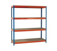 SLINGSBY Shelving Unit 4 Shelves Chipboard, Steel 2,100 x 450 x 2,000 mm Blue, Orange