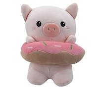 Vfm - Pig Soft Toy Donut Animal Food Plush Cuddly Soft Furry Fluffy Stuffed Toy Plush Toy Cute Stuffed Plushie, Gifts for Birthday, Valentine's Day Christmas - 18cm Pink