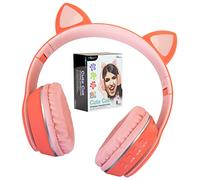 VFM - Pink Cat Wireless Headphones Cute Pastel Ears, Padded & Foldable - Boom