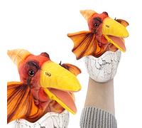 VFM - Pterodactyl Egg Hand Puppet 23cm Toy - Highly Detailed & Super Soft Orange Fabric Stuffed Animal Realistic Dino Hatchling Cuddly Plush - Natural World