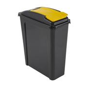 Wham Recycling Bin VFM 25 Litre Slimline Flip-Top Lid Yellow 190 x 400 x 510 mm