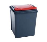 VFM Recycling Bin With Lid 50 Litre Red 384289