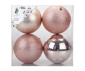 VFM - Rose Gold 15cm Christmas Baubles (4 Pack)