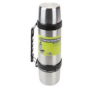 VFM - Vacuum Flask for Hot Drink, Stainless Steel 1 Litre, Two Cups for Sharing Tea Or Coffee, Travel Mug, Soup Flask for Camping and Picnics, Ice Cold Water Bottle, Hot Water Urn
