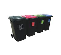 VFM Wheelie Bins 240L With Colour Coded Lids/Stickers (Set of 4)