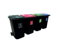 VFM Wheelie Bins 240L With Colour Coded Lids and Recycling Stickers (Set of 4) 426069