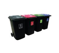 VFM Wheelie Bins 240L With Colour Coded Lids/Stickers (Set of 4)
