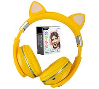 VFM - Yellow Cat Wireless Headphones Cute Pastel Ears, Padded & Foldable - Boom
