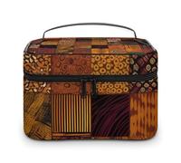 VFMKT African Style Patchwork Makeup Bag Portable Travel Cosmetic Bag Zipper Makeup Organizer Toiletry Bag for Women Ladies, African Style Patchwork, 25x18x15cm