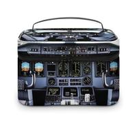 VFMKT Airplane Cockpit Makeup Bag Portable Travel Cosmetic Bag Zipper Makeup Organizer Toiletry Bag for Women Ladies, Airplane Cockpit, 25x18x15cm