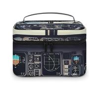 VFMKT Airplane Cockpit Makeup Bag Portable Travel Cosmetic Bag Zipper Makeup Organizer Toiletry Bag for Women Ladies, Airplane Cockpit, 25x18x15cm