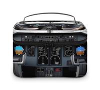 VFMKT Airplane Cockpit Makeup Bag Portable Travel Cosmetic Bag Zipper Makeup Organizer Toiletry Bag for Women Ladies, Airplane Cockpit, 25x18x15cm
