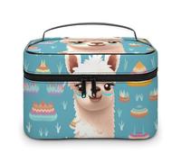 VFMKT Alpaca Patterm Makeup Bag Portable Travel Cosmetic Bag Zipper Makeup Organizer Toiletry Bag for Women Ladies, Alpaca Patterm, 25x18x15cm