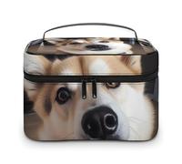 VFMKT Animal Dog Photo Makeup Bag Portable Travel Cosmetic Bag Zipper Makeup Organizer Toiletry Bag for Women Ladies, Animal Dog Photo, 25x18x15cm