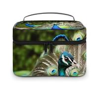 VFMKT Beautiful Peacock Makeup Bag Portable Travel Cosmetic Bag Zipper Makeup Organizer Toiletry Bag for Women Ladies, Beautiful Peacock, 25x18x15cm