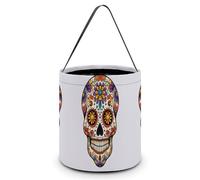 VFMKT Beautiful Skull Halloween Trick Or Treat Bag Reusable Halloween Candy Bucket Candy Bag Grocery Bags with Handles for Halloween Party Supplies Favors, Style, One Size