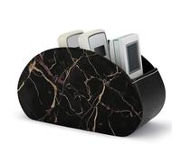 VFMKT Black Gold Marble Remote Control Holders Waterproof Pu Leather TV Remote Holder Desktop Storage Organizers Remote Caddy Box with 5 Compartments for TV Remotes/Media Controllers/Office Supplies