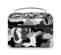 VFMKT Black Grey White Parttern Makeup Bag Portable Travel Cosmetic Bag Zipper Makeup Organizer Toiletry Bag for Women Ladies, Black Grey White Parttern, 25x18x15cm
