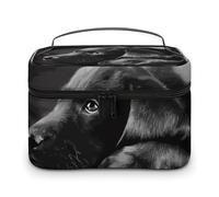 VFMKT Black Labrador Puppy Makeup Bag Portable Travel Cosmetic Bag Zipper Makeup Organizer Toiletry Bag for Women Ladies, Black Labrador Puppy, 25x18x15cm