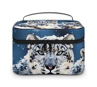 VFMKT Blue Eyed Snow Leopard Makeup Bag Portable Travel Cosmetic Bag Zipper Makeup Organizer Toiletry Bag for Women Ladies, Blue Eyed Snow Leopard, 25x18x15cm