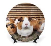 VFMKT Bone China Decorative Plate Guinea Pigs Ceramic Decorative Plate with Display Stand Ceramic Wall Art Decor for Home Office Wall Decoration 6inch