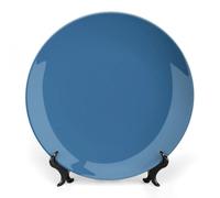 VFMKT Bone China Decorative Plate Navy Blue Ceramic Decorative Plate with Display Stand Ceramic Wall Art Decor for Home Office Wall Decoration 6inch