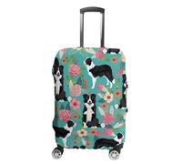 VFMKT Border Collie Florals Travel Luggage Cover Elastic Washable Suitcase Cover Dustproof Anti-Scratch Suitcase Protector Fits 19-32 Inch Luggage, style, M