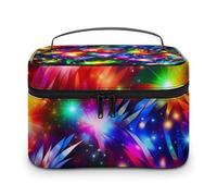 VFMKT Bright Beautiful Colorful Art Makeup Bag Portable Travel Cosmetic Bag Zipper Makeup Organizer Toiletry Bag for Women Ladies, Bright Beautiful Colorful Art, 25x18x15cm