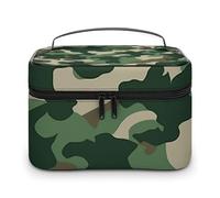 VFMKT Camouflage Green Makeup Bag Portable Travel Cosmetic Bag Zipper Makeup Organizer Toiletry Bag for Women Ladies, Camouflage Green, 25x18x15cm
