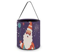 VFMKT Cartoon Happy Santa Claus Halloween Trick Or Treat Bag Reusable Halloween Candy Bucket Candy Bag Grocery Bags with Handles for Halloween Party Supplies Favors, Style, One Size