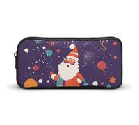 VFMKT Cartoon Happy Santa Claus Pencil Case Cute Pen Bag Large Capacity Pencil Pouch Makeup Cosmetic Bag for Women Men