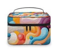 VFMKT Cartoon Lines Makeup Bag Portable Travel Cosmetic Bag Zipper Makeup Organizer Toiletry Bag for Women Ladies, Cartoon Lines, 25x18x15cm