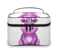 VFMKT Cartoon Purple Hippo Makeup Bag Portable Travel Cosmetic Bag Zipper Makeup Organizer Toiletry Bag for Women Ladies, Cartoon Purple Hippo, 25x18x15cm