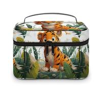 VFMKT Cartoon Tiger Makeup Bag Portable Travel Cosmetic Bag Zipper Makeup Organizer Toiletry Bag for Women Ladies, Cartoon Tiger, 25x18x15cm